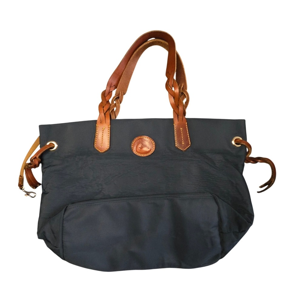 Dooney & Bourke Navy Blue Nylon Tote Bag Braided Leather Straps M0135875